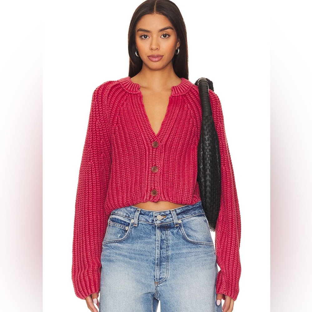 Free People Sweet Nothing Cardi in Cherry